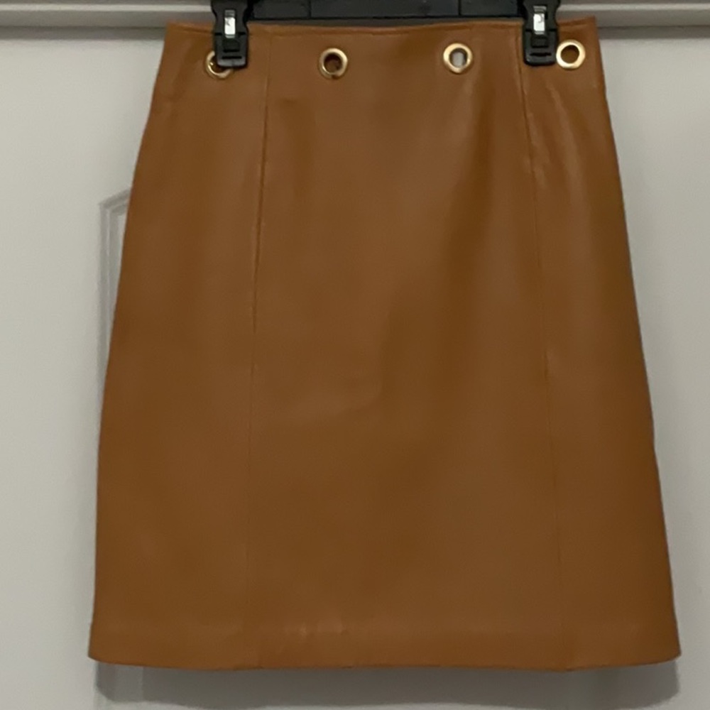 Elegant Tan Skirt with Gold Accents